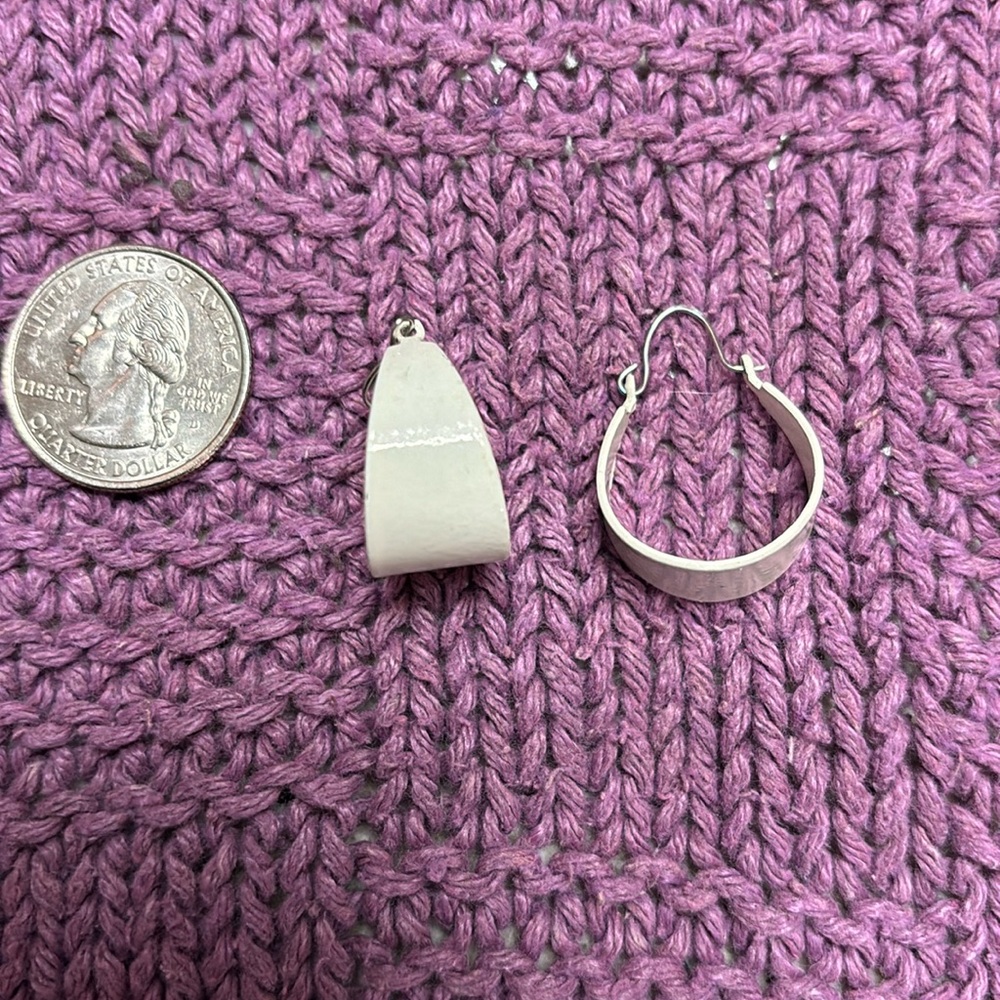 Truly vintage 60s white hoop earrings either wire clasp